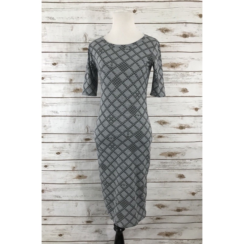LuLaRoe Woman's‎ Square Diamond Gray Julia Dress XXS Classic work casual dress